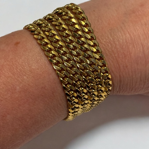 Gold Tone Thick Link Layered Toggle Bracelet 8” - Picture 1 of 5